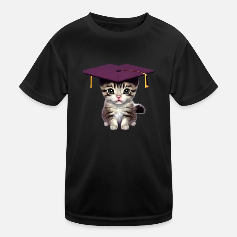 Bachelor Katze Studium Absolvent Schulabschluss Kinder Funktions-T-Shirt