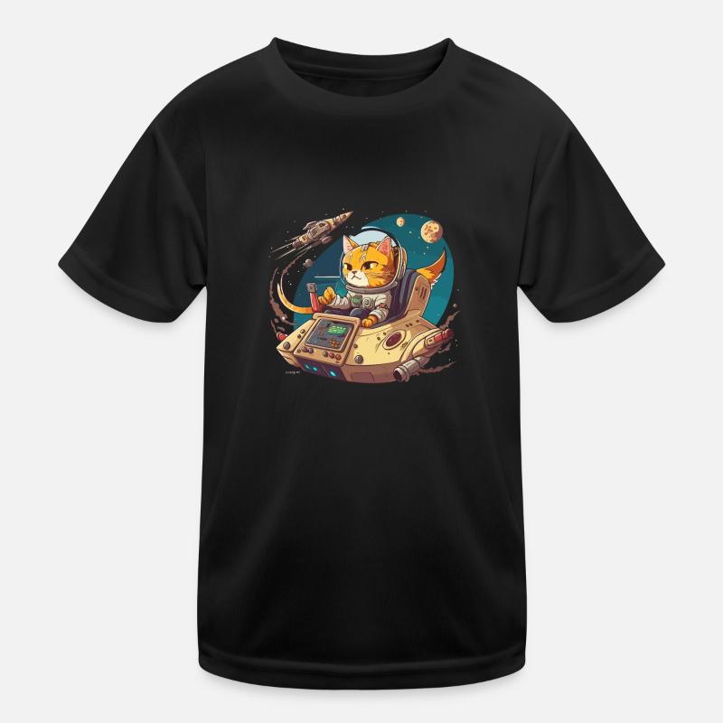 Space Cat Captain Kids Functional T-Shirt