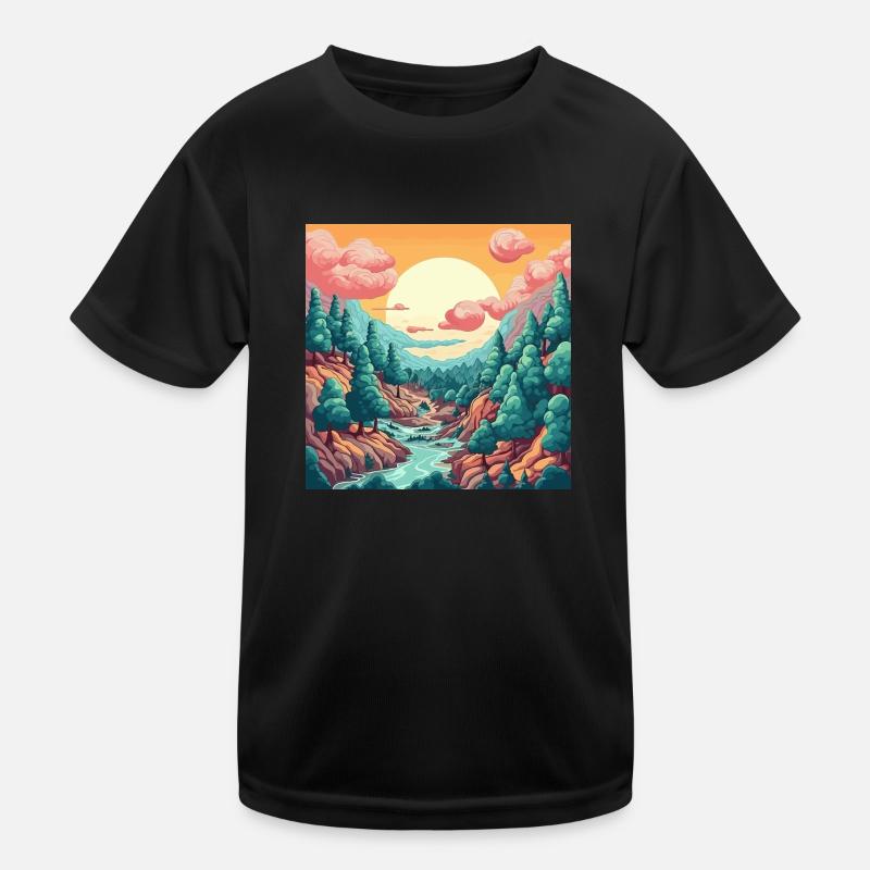 Wald Landschaft bei Tag Kinder Funktions-T-Shirt