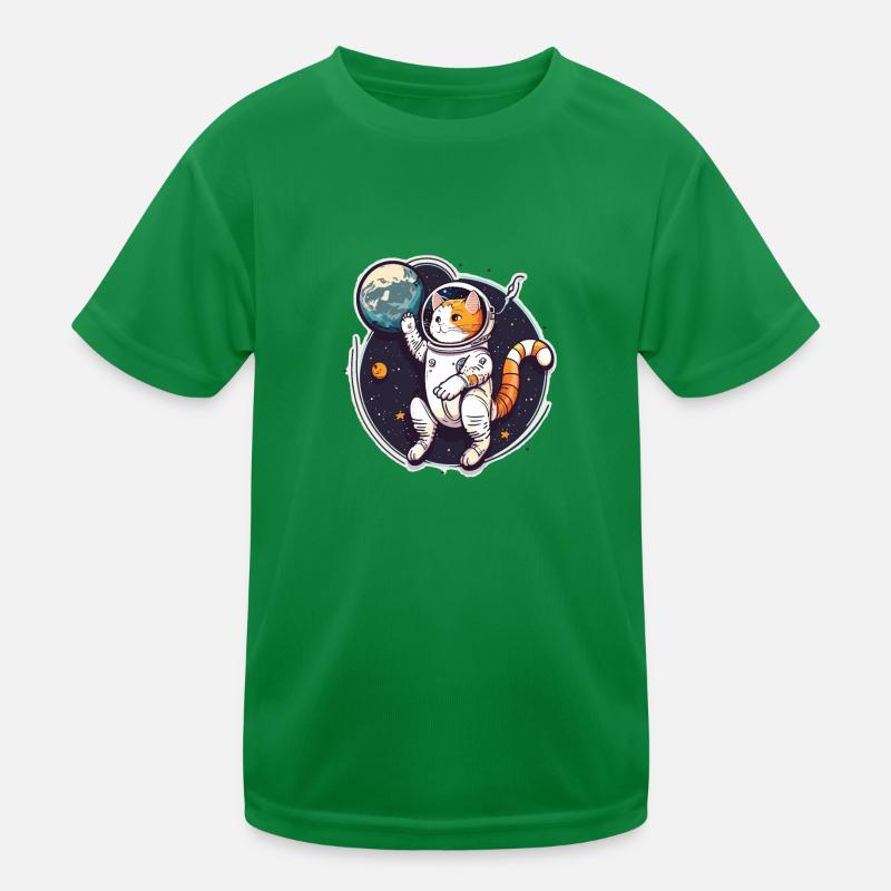 Feline Space Explorer Kids Functional T-Shirt