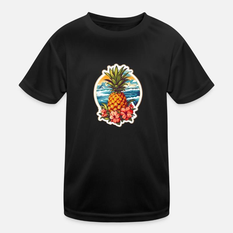 Pineapple Beach - Floral Summer Holiday Tea Kids Functional T-Shirt