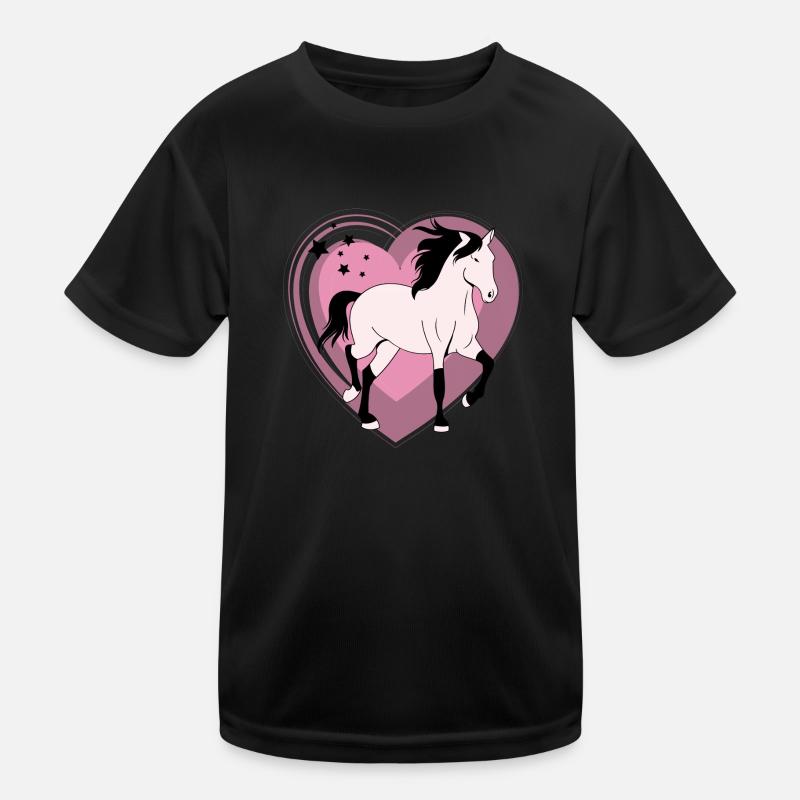 Pferd Pony mit Herz rosa Kinder Funktions-T-Shirt