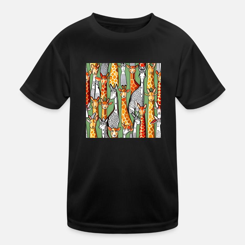 Happy Giraffe Pattern Kids Functional T-Shirt