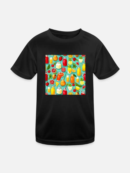 Yummy Summer Lemonade Pattern - Kids Functional T-Shirt - black - Front