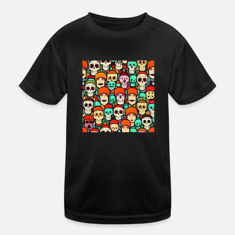 Bunte Totenköpfe patern Kinder Funktions-T-Shirt