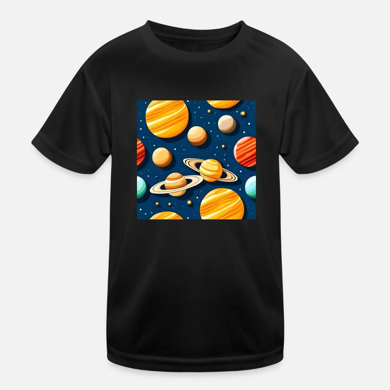 Freaky Solar System Pattern - Kids Functional T-Shirt - black