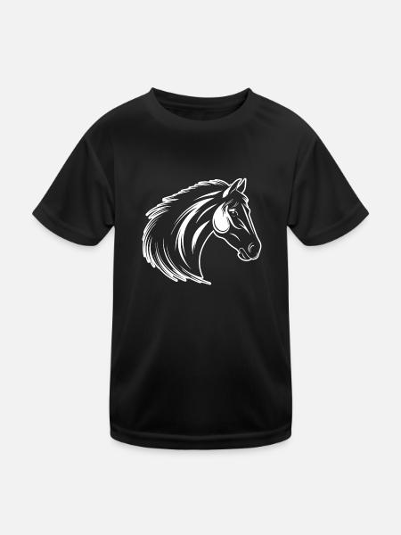 Horse Horse Head Pony - Kids Functional T-Shirt - black - Front