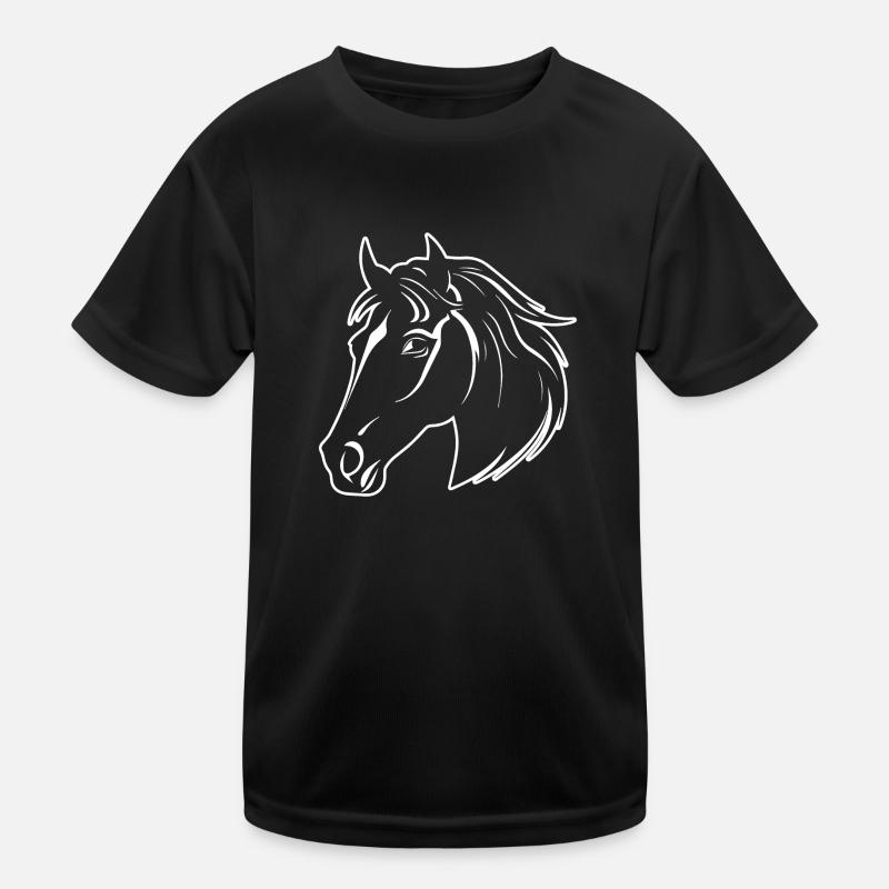 Pferd Pferdekopf Pony - Kinder Funktions-T-Shirt - Schwarz