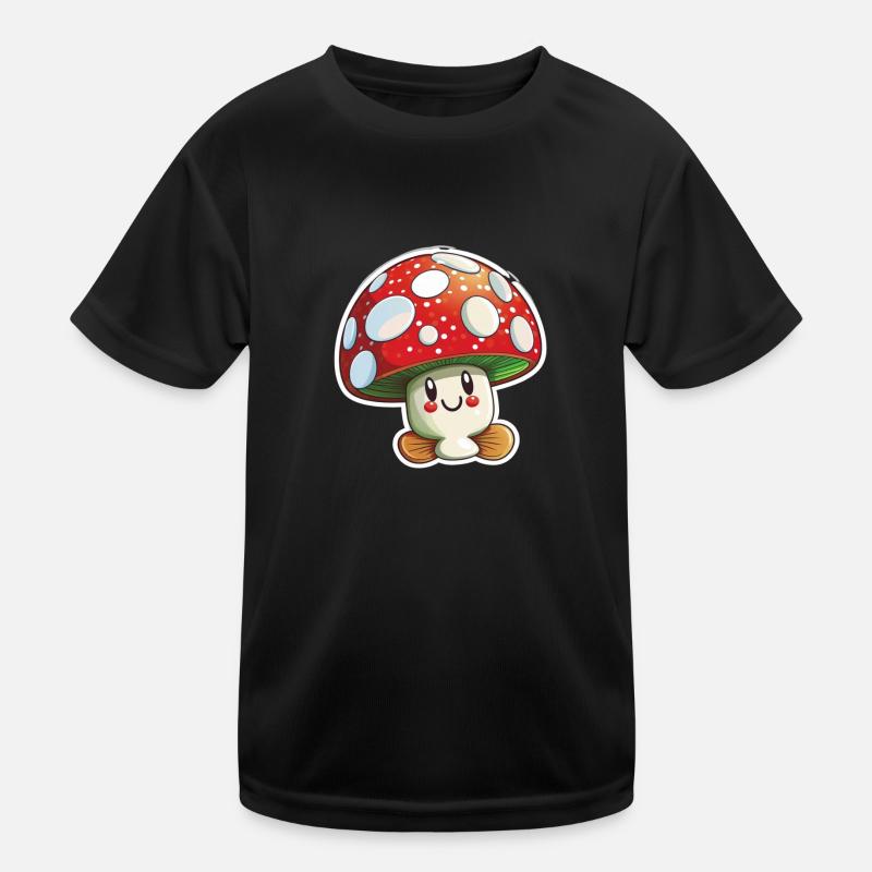 Lustiger Cartoon Pilz Kinder Funktions-T-Shirt