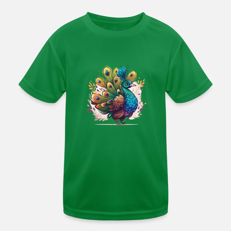Peacock in full display Kids Functional T-Shirt