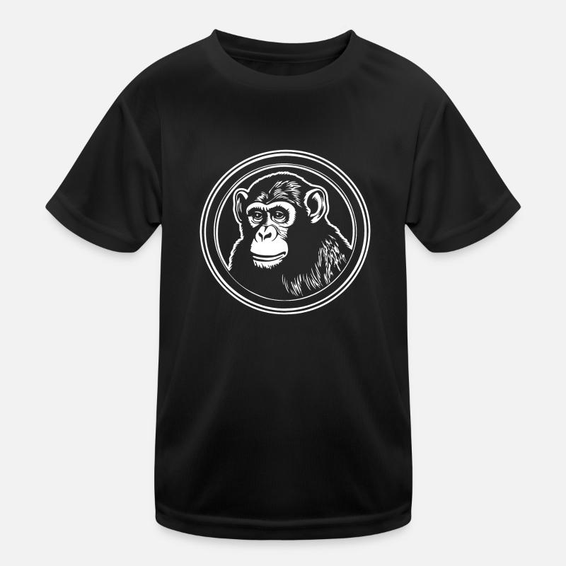 Affe Affen Affengesicht Dschungel - Kinder Funktions-T-Shirt - Schwarz