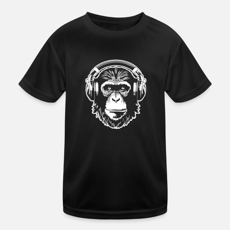 Affe Affen Affengesicht Dschungel - Kinder Funktions-T-Shirt - Schwarz