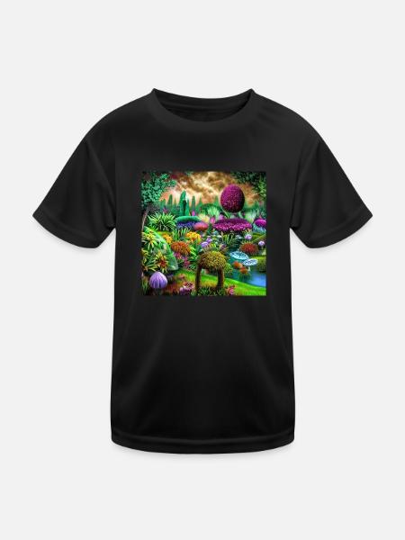 Futuristischer Garten - Kinder Funktions-T-Shirt - Schwarz - Vorne