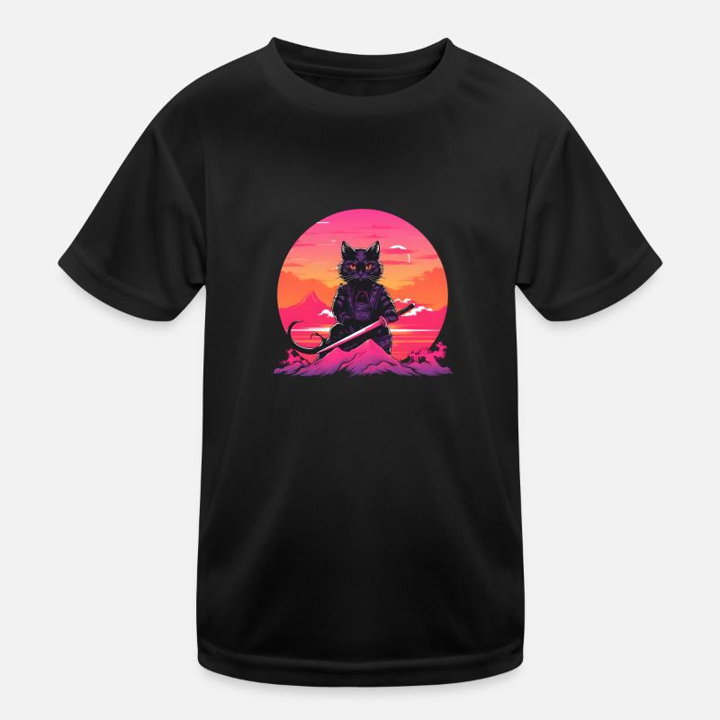 Synthwave samouraï Chat avec katana T-shirt sport Enfant