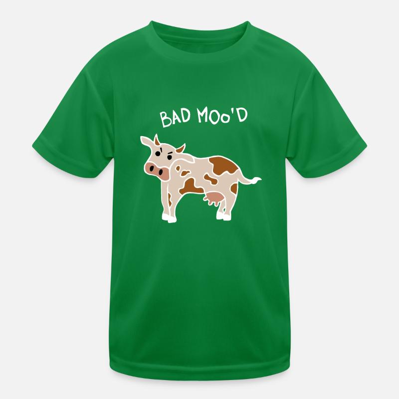 Bad Mood Cow (White) Kids Functional T-Shirt