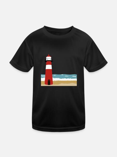 Leuchtturm - Kinder Funktions-T-Shirt - Schwarz