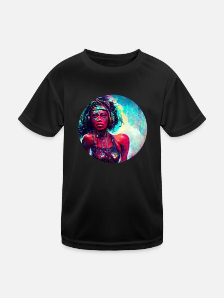 Colorful Abstract Woman Art - Kinder Funktions-T-Shirt - Schwarz - Vorne