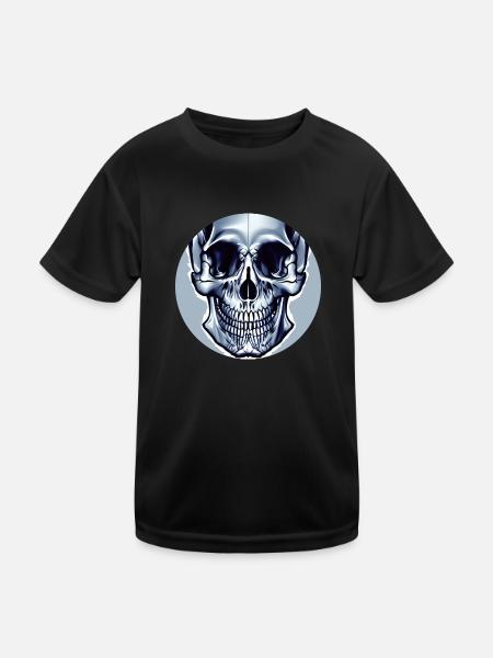 Grey Skull - Abstract - Kids Functional T-Shirt - black - Front