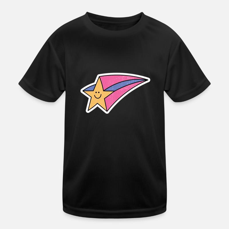 Retro Sternschnuppe - Kinder Funktions-T-Shirt - Schwarz