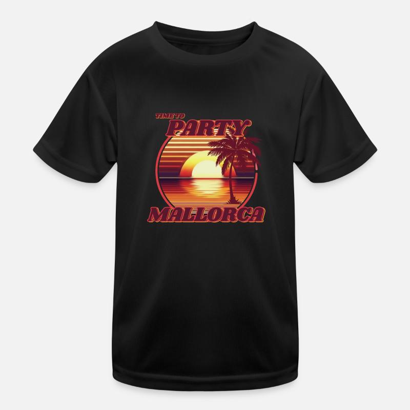 Party in Mallorca, romantic retro sunset design. Kids Functional T-Shirt