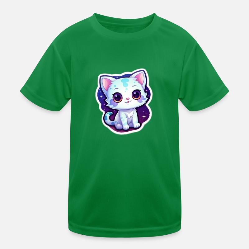 cute cartoonish kitty floating in space Kinder Funktions-T-Shirt