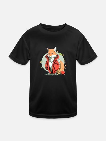 Zulo der Fuchs - Kinder Funktions-T-Shirt - Schwarz - Vorne