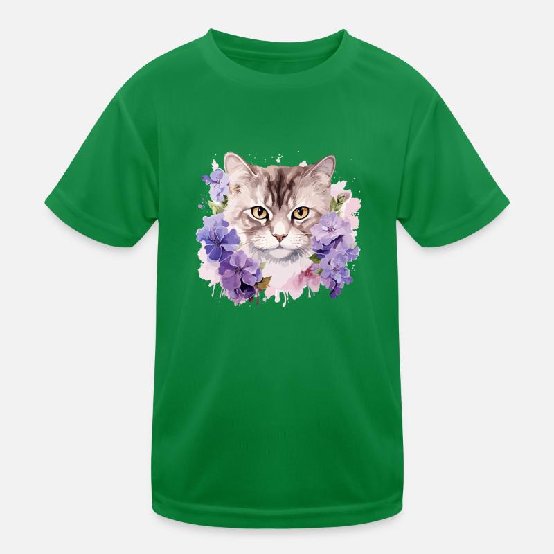 Chat avec des fleurs T-shirt sport Enfant