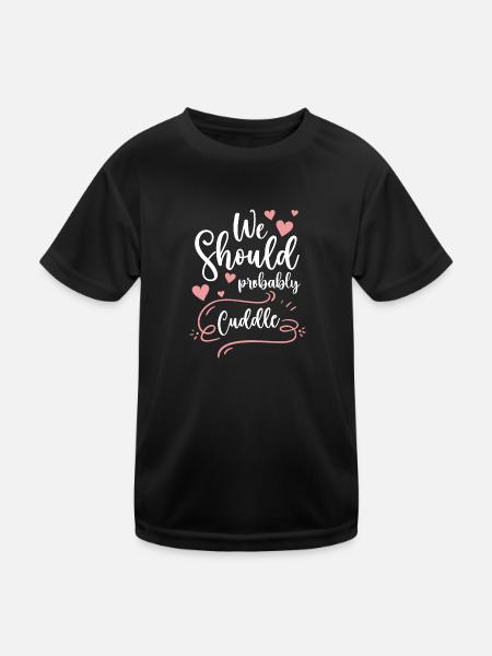 Kuscheln Teddybär Beziehung Zuneigung - Kinder Funktions-T-Shirt - Schwarz - Vorne