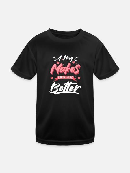 Schmusen Teddybär Süß Romantisch - Kinder Funktions-T-Shirt - Schwarz - Vorne