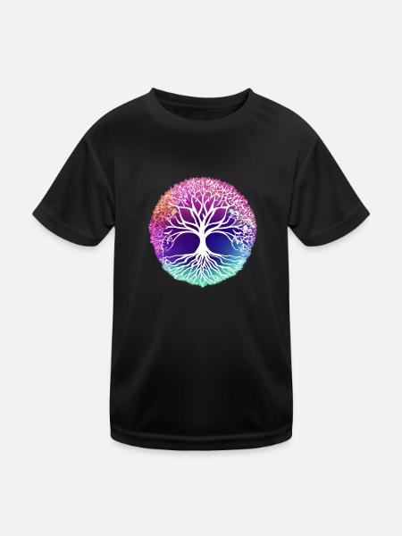 Lebensbaum Yoga Baum des Lebens Meditation - Kinder Funktions-T-Shirt - Schwarz