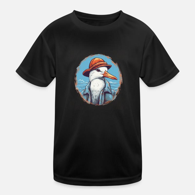 Möwe - Kinder Funktions-T-Shirt - Schwarz