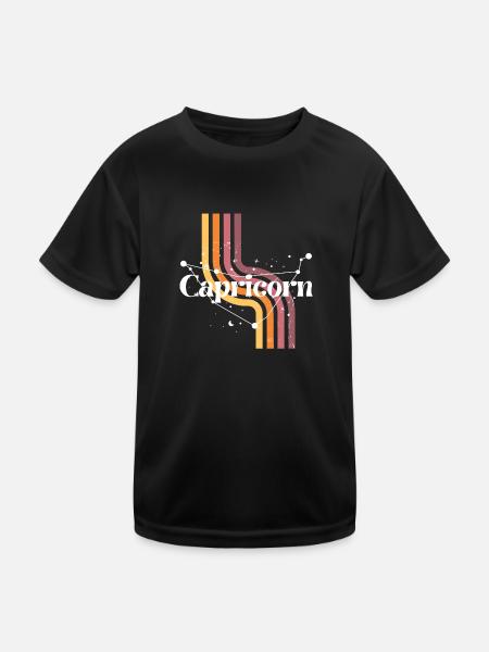 Steinbock Retro Horoskop - Kinder Funktions-T-Shirt - Schwarz - Vorne