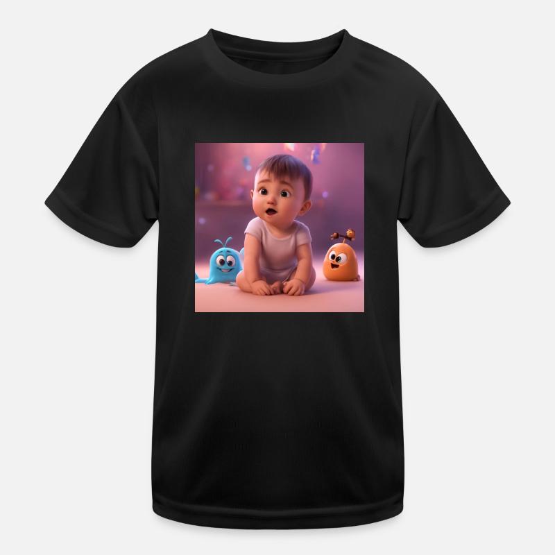 bébé mignon avec des créatures - T-shirt sport Enfant - noir