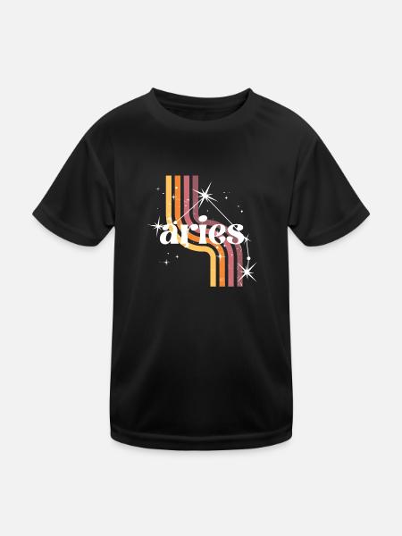 Widder Retro-Horoskop - Kinder Funktions-T-Shirt - Schwarz - Vorne