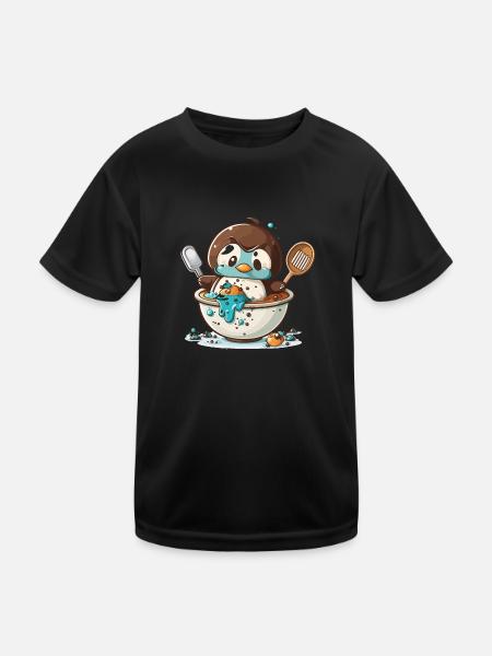 Pinguin-Gebäck - Kinder Funktions-T-Shirt - Schwarz - Vorne