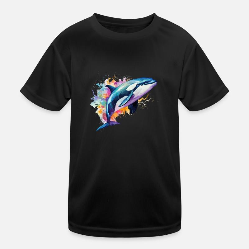 bunter Orca - Kinder Funktions-T-Shirt - Schwarz