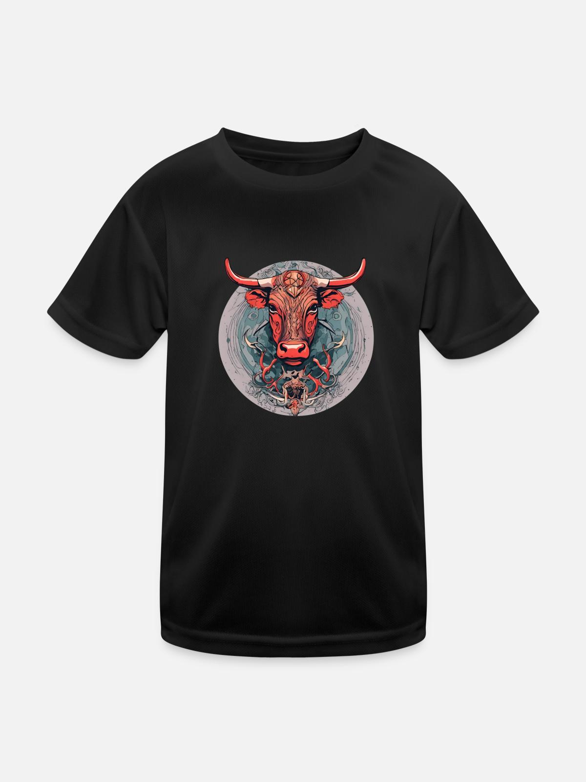 Kuh - Kinder Funktions-T-Shirt - Schwarz - Vorne