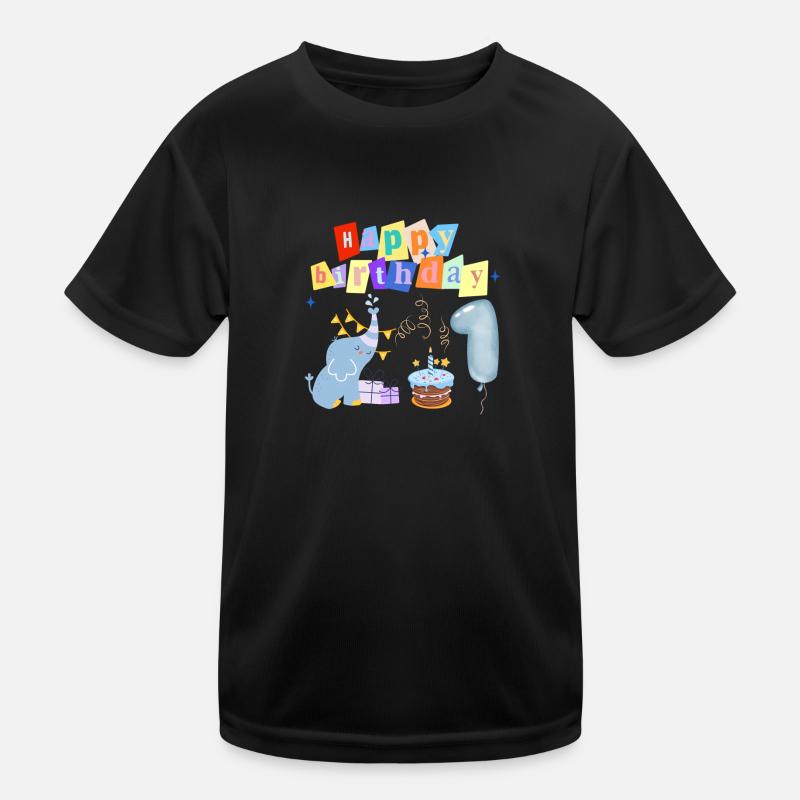1. Geburtstag - Kinder Funktions-T-Shirt - Schwarz