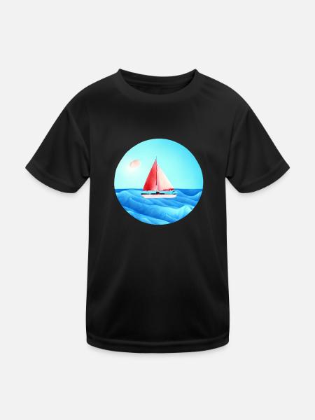 Segeln Segelsport Segelboot Segler Segelschiff - Kinder Funktions-T-Shirt - Schwarz