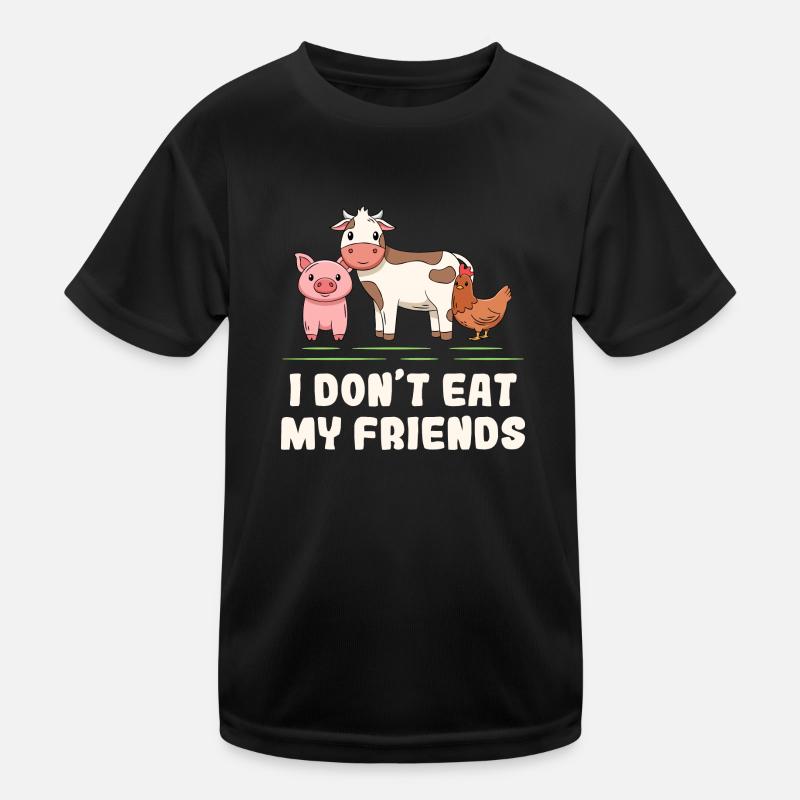 Cow Pig Chicken Friends Design for Vegans Kids Functional T-Shirt