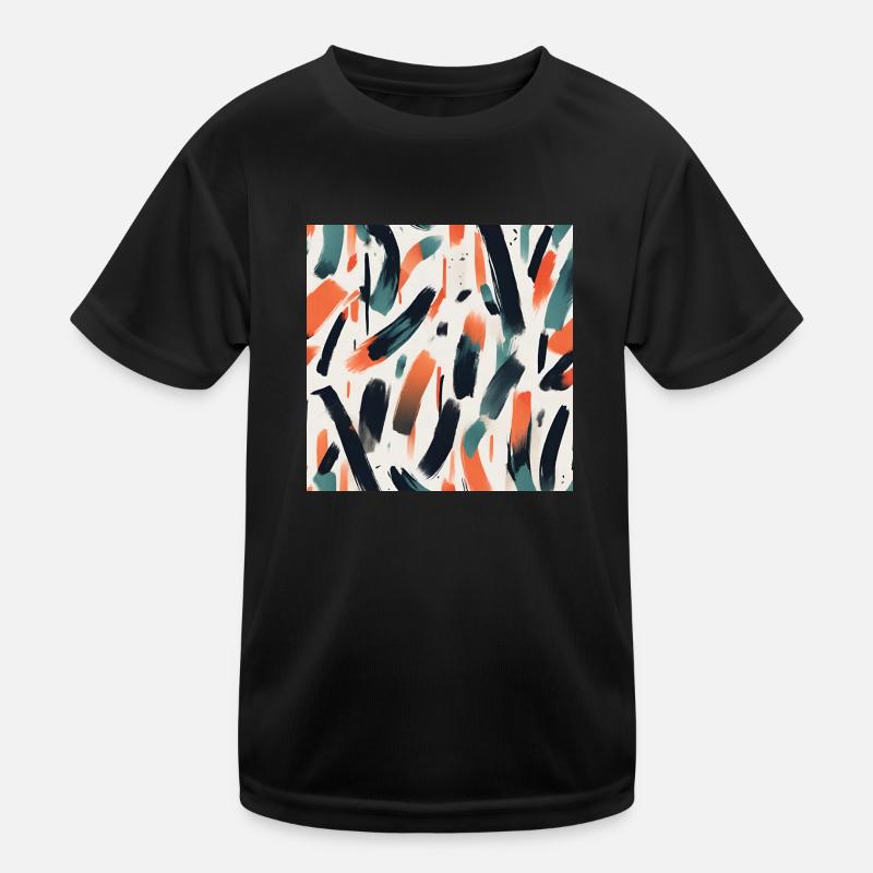 Modernes Pinselstrichdesign - Kinder Funktions-T-Shirt - Schwarz