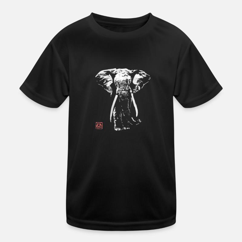 elephant in dark - Kids Functional T-Shirt - black