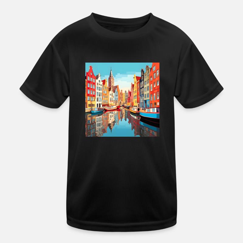 Damrak Canal Kids Functional T-Shirt