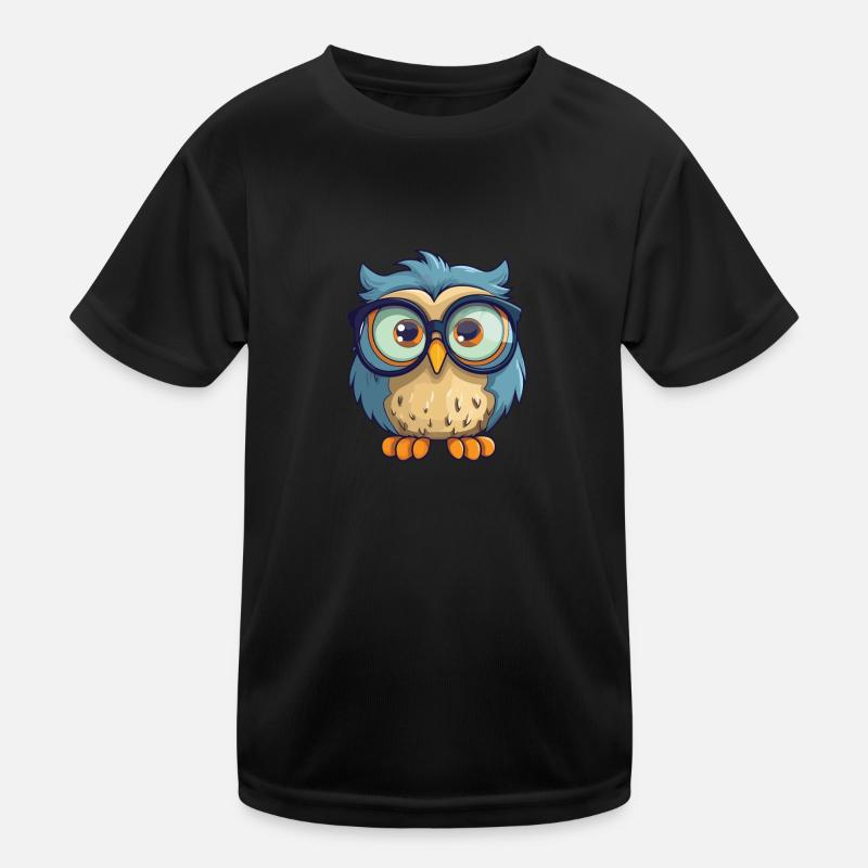 Eule trägt Brille Karikatur Kawaii Illustration Kinder Funktions-T-Shirt