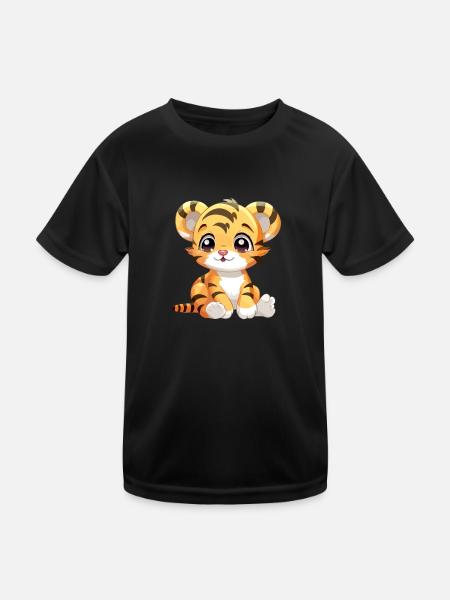 Ako das Tigerjunge - Kinder Funktions-T-Shirt - Schwarz - Vorne