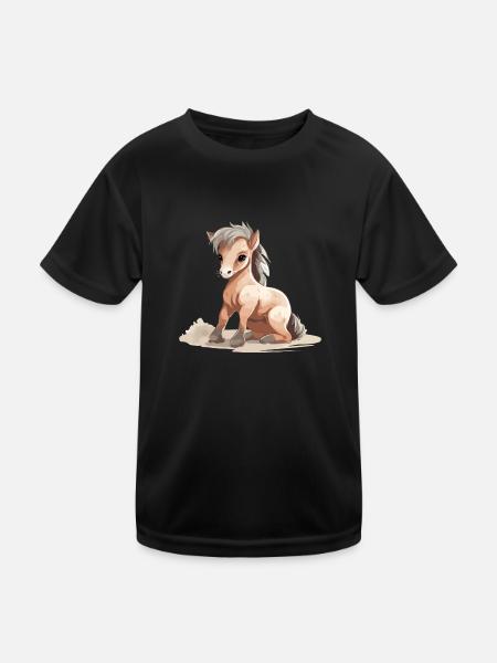 Liko, das Babypferd - Kinder Funktions-T-Shirt - Schwarz - Vorne