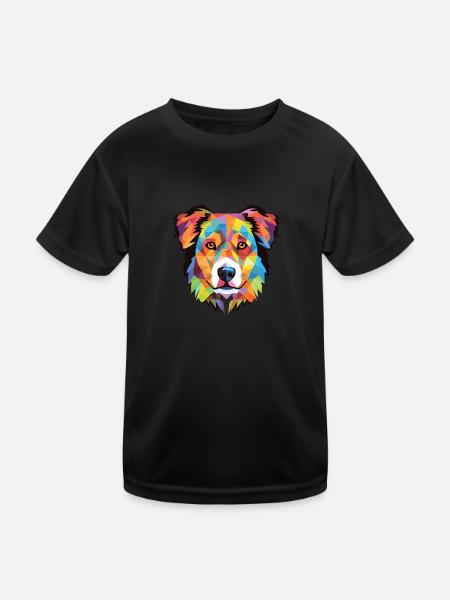 Karpaten-Schäferhund-Rasse buntes Aquarell - Kinder Funktions-T-Shirt - Schwarz - Vorne
