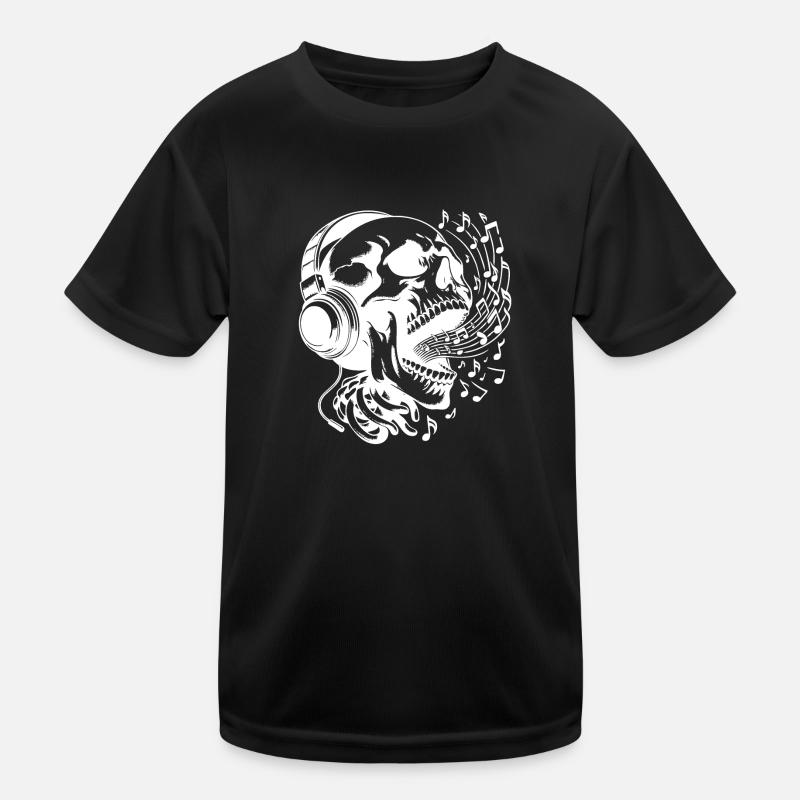 Vanitas Singender Schädel Kopfhörer - Kinder Funktions-T-Shirt - Schwarz