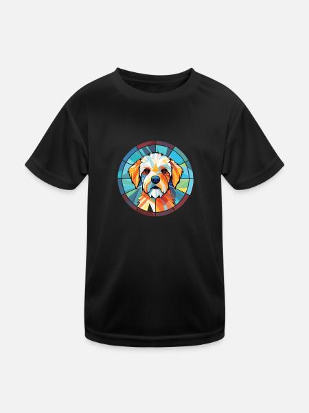 Französischer dreifarbiger Hundehund Rasse Aquarellglas - Kinder Funktions-T-Shirt - Schwarz - Vorne