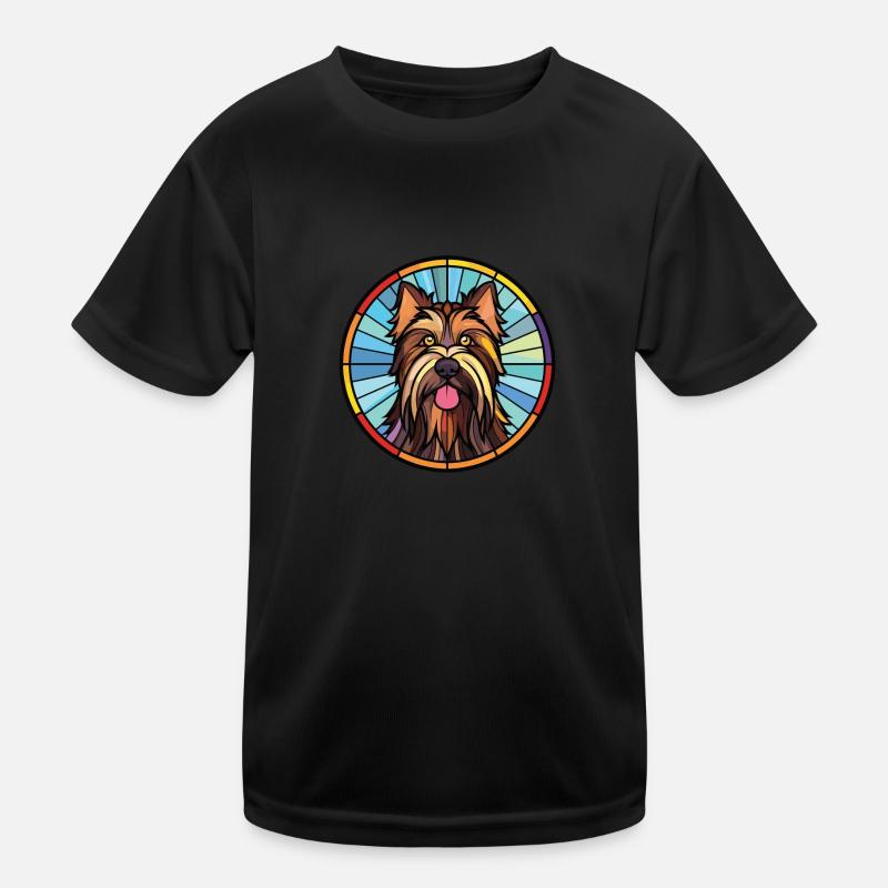 Skye Terrier Hunderasse Aquarell Illustration Kinder Funktions-T-Shirt